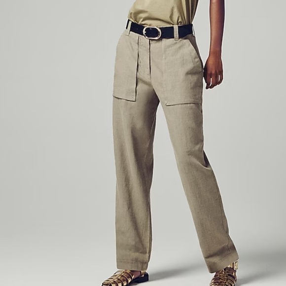 NWOT j crew timbered khaki Seaside cargo pant in linen-TENCEL™ lyocell blend - Picture 4 of 5
